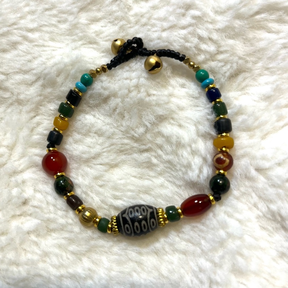 Multicolor Beaded Dzi Accent Bracelet